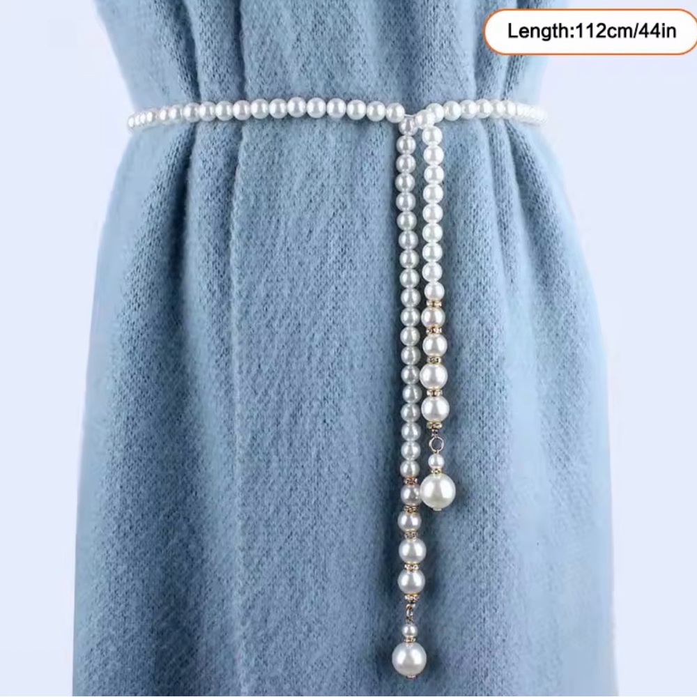 Pearl Waist Chain for Women Adjustable Pearl Belt 44”